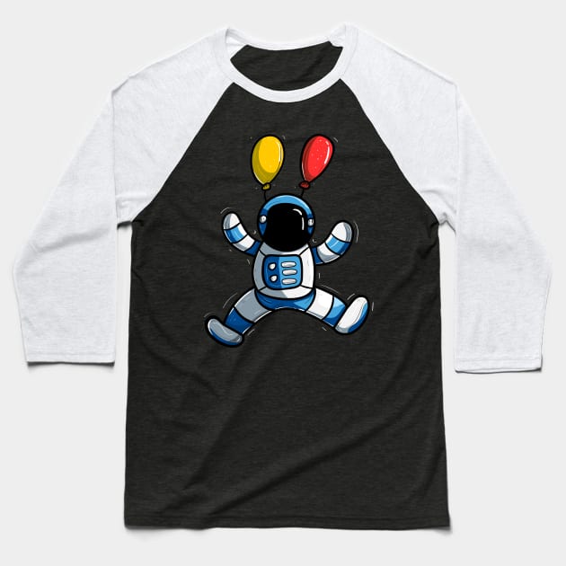 Flying Astronaut Baseball T-Shirt by happymonday